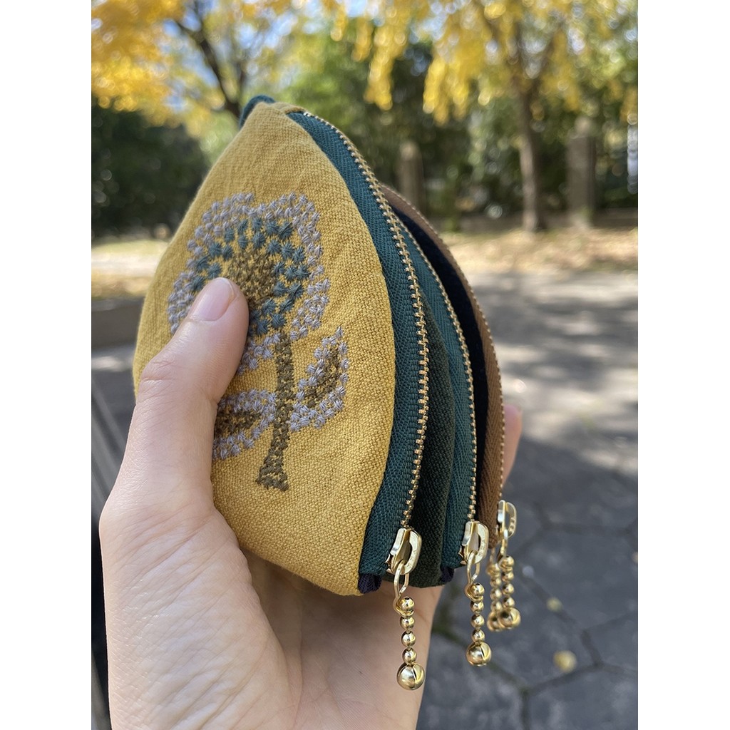 Maple Original artesanal bordado caseiro Retro flor cesta segura caso chave do carro saco Bluetooth batom caso