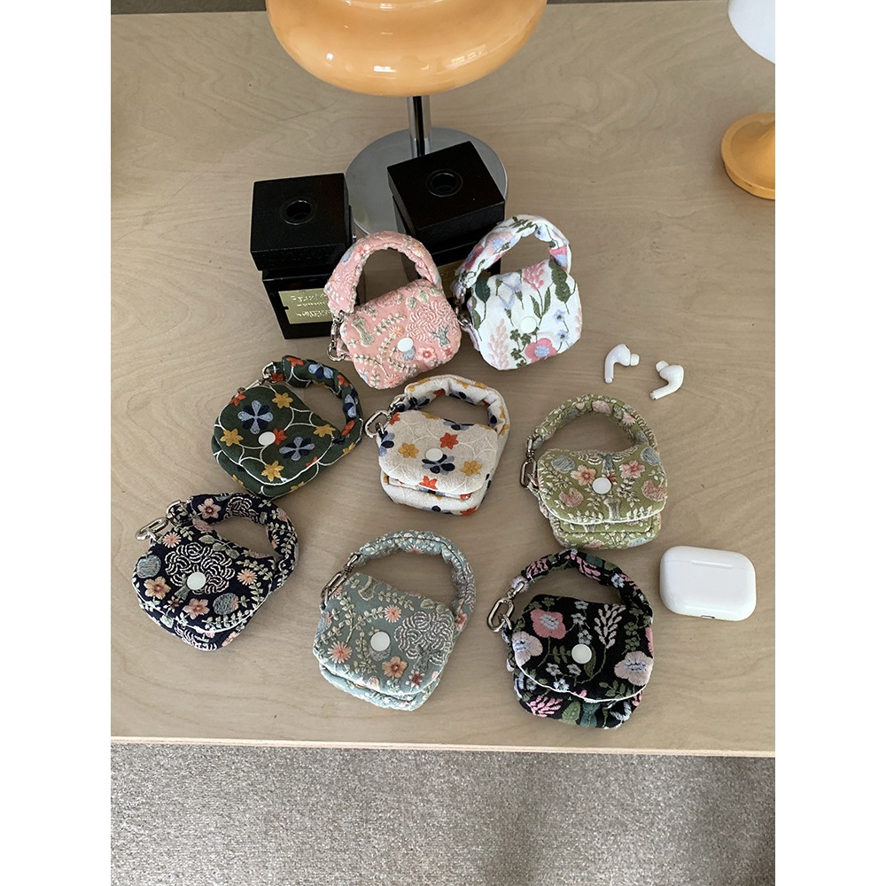 Bolsa de fone de ouvido Bluetooth bordada Mini bolsa de armazenamento portátil bolsa pequena de moedas