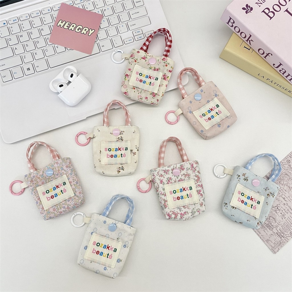 You Bolsa de madeira tipo bolsa com costura Floral para fone de ouvido Bluetooth Bolsa macia para fone de ouvido M