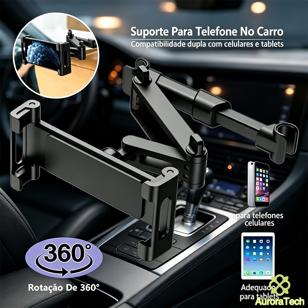 Car Tablet Holder Rear Seat Cell Phone Holder 360 Degree Rotating Foldable Retractable Adjustable Mounts For Cell Phone