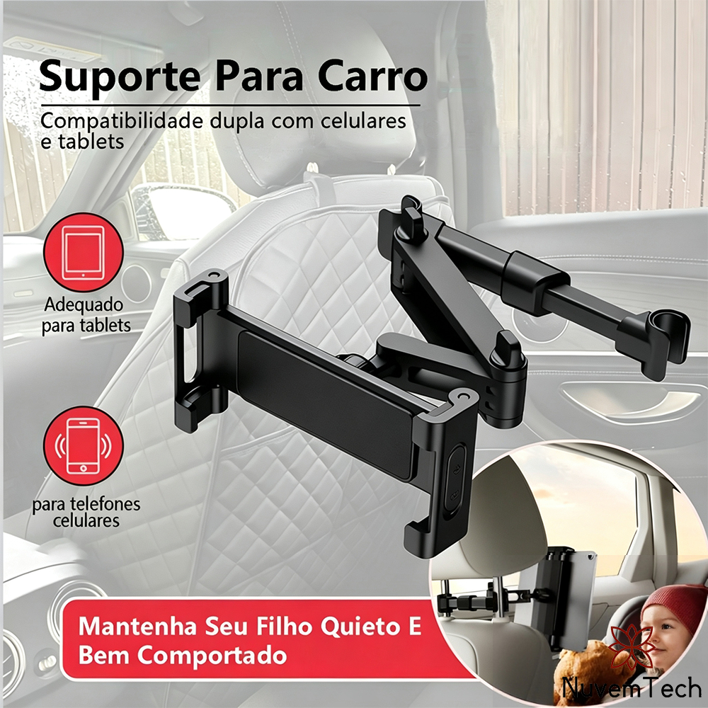 Cell Phone Tablet Car Headrest Back Seat Holder With Extended Arm 3 In 1 360 Degree Rotation Adjustable