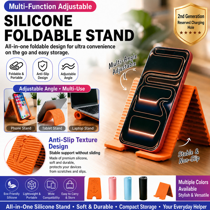 [Ajustável & Compacto] [Compact & Adjustable] Suporte/Silicone/Dobrável/Celular/Tablet