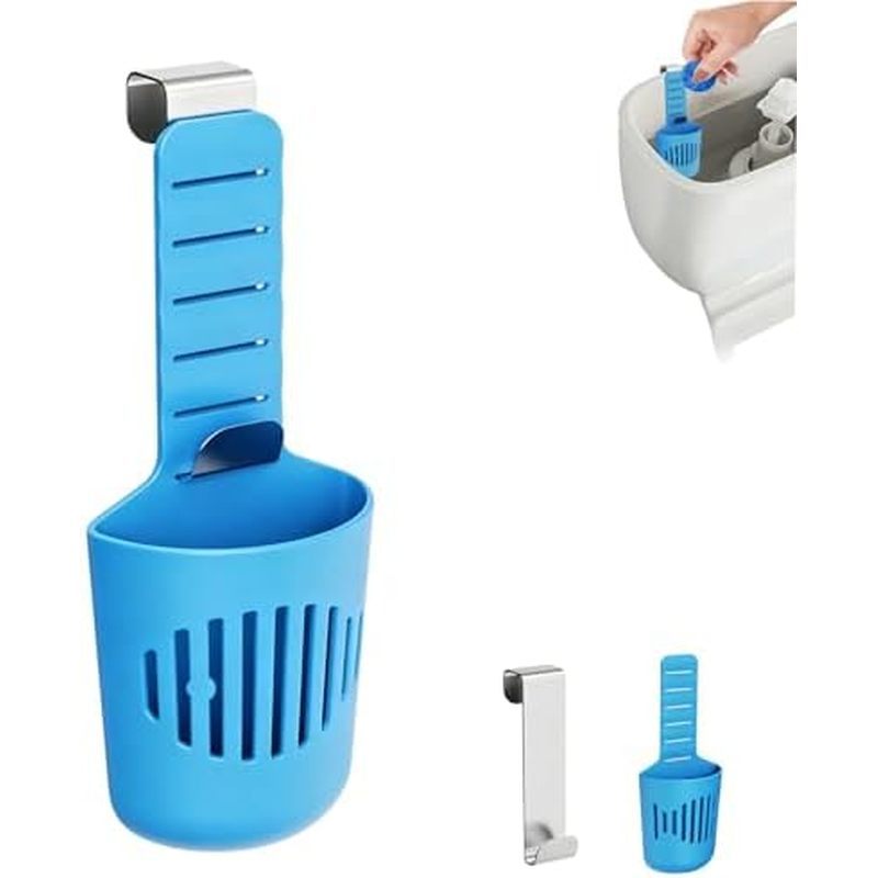 Toilet Tank Cleaner Tablet Holder, Hanging Basket | Rustproof hook; adjustable height; silicone case; fits up to 7 in wa