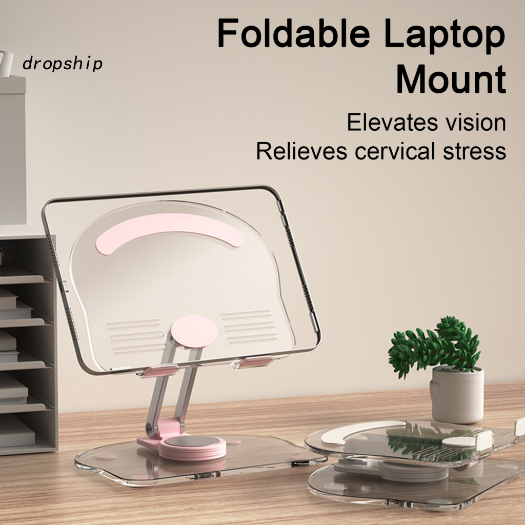 Lightweight Tablet Holder Acrylic 360° Rotatable Adjustable Stand Universal Foldable Desk for Ipad Samsung Huawei – D