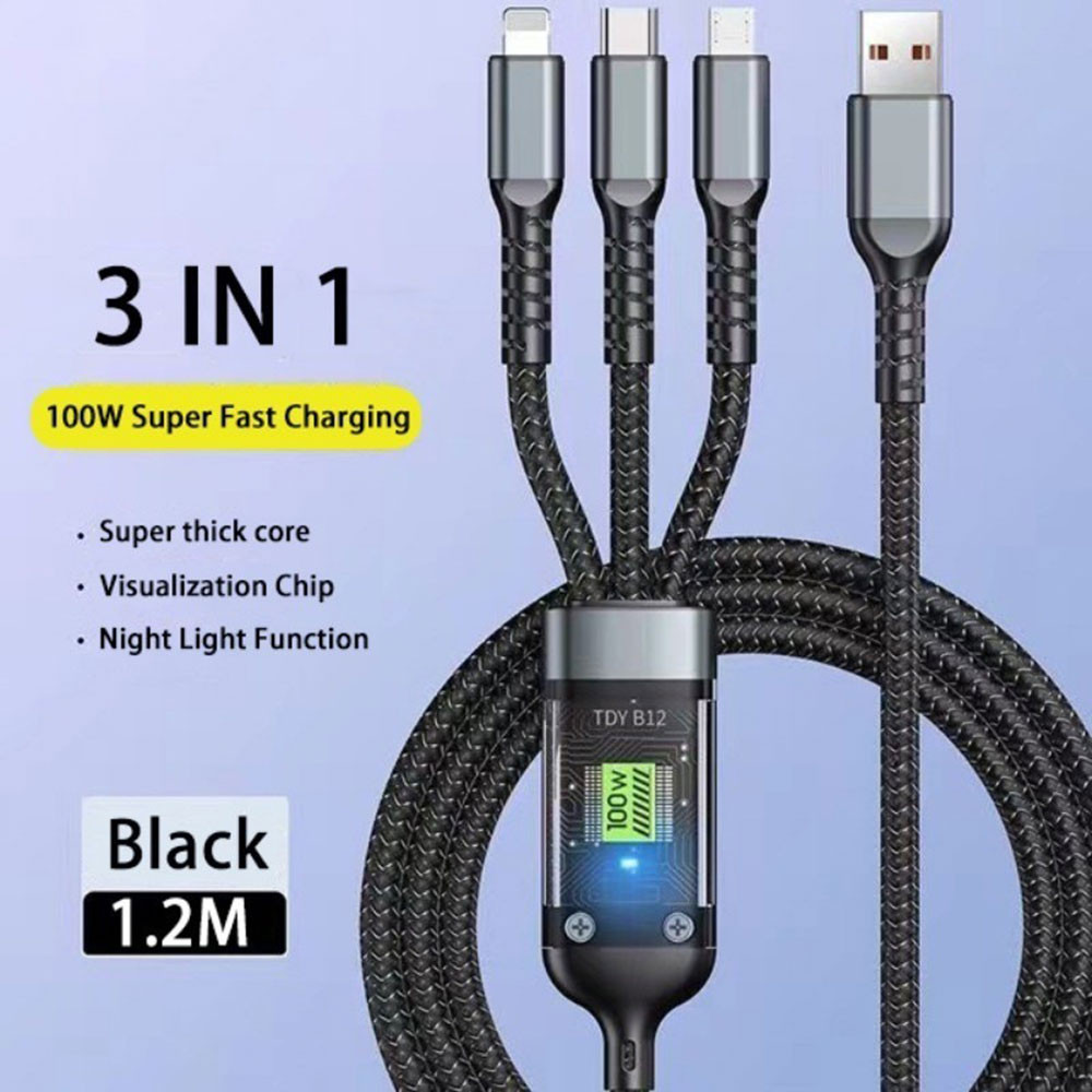Braided anti bending data cable 240W ultra fast charger Data 3 in 1 120W Type-C Cable FOR iPhone ios USB Androi