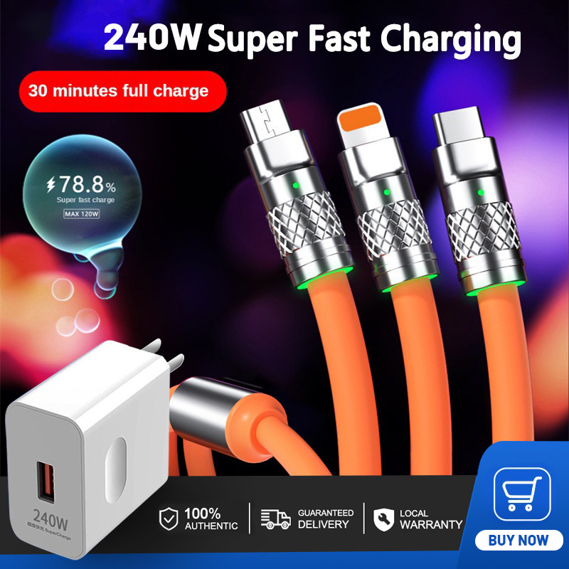 240W port adapter Type-C data cable for iPhone ios USB Androi fast charging data cable three in one