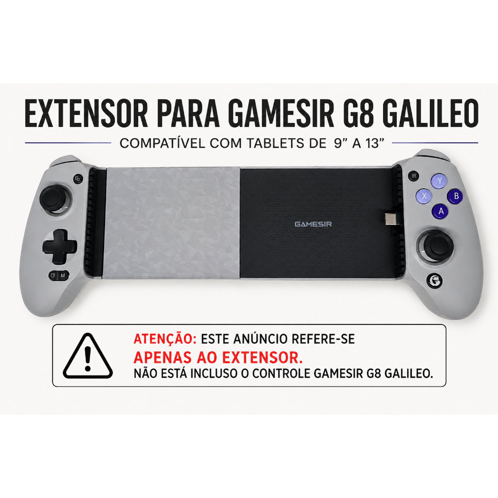 Extensor para Premium para  GameSir G8 Galileo Para Tablet 9 a 13 Polegadas Suporte Controle Mobile Cor Cinza