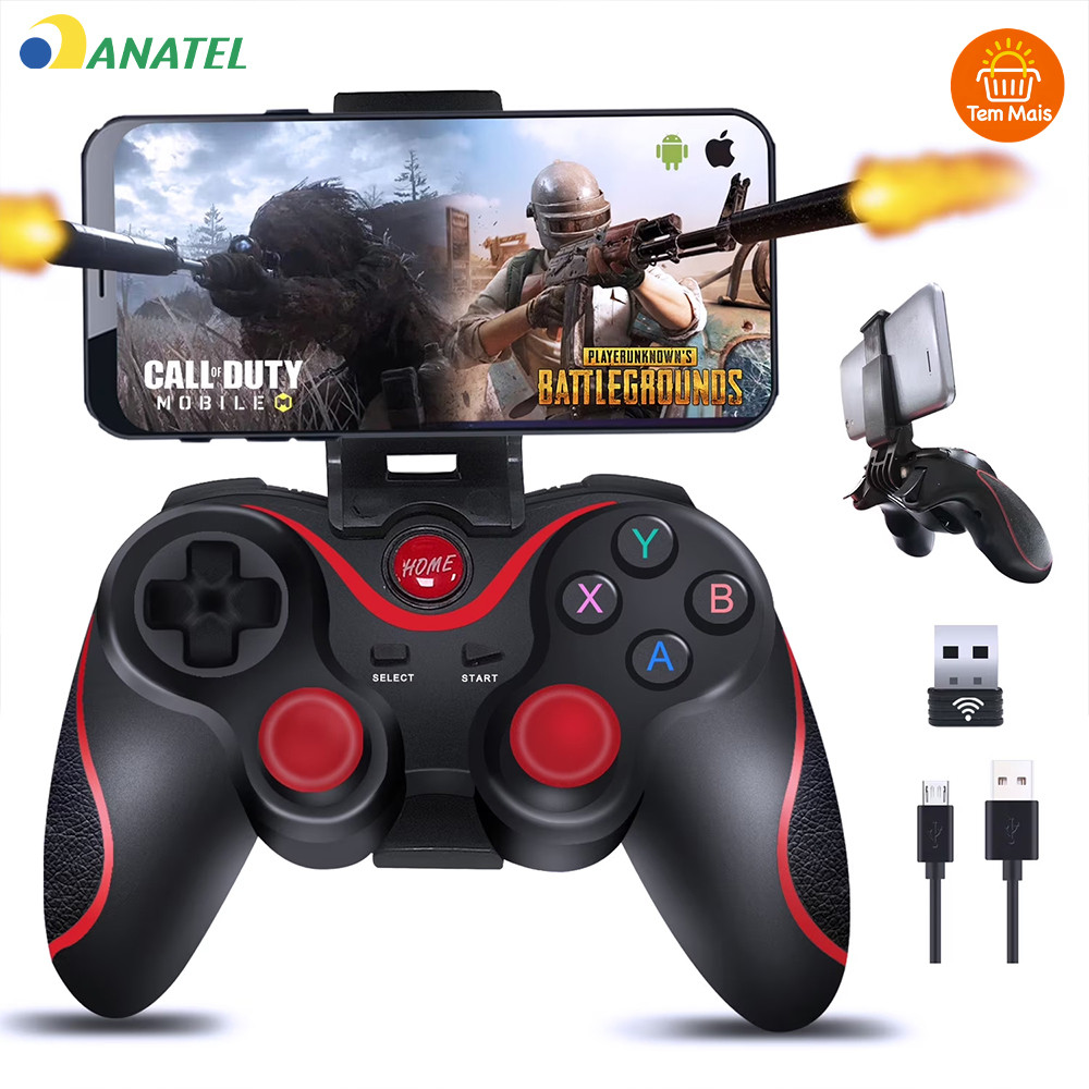 Joystick Bluetooth Universal Com Suporte Articulado Para Celular E Tablet Android Ipad Cabo USB