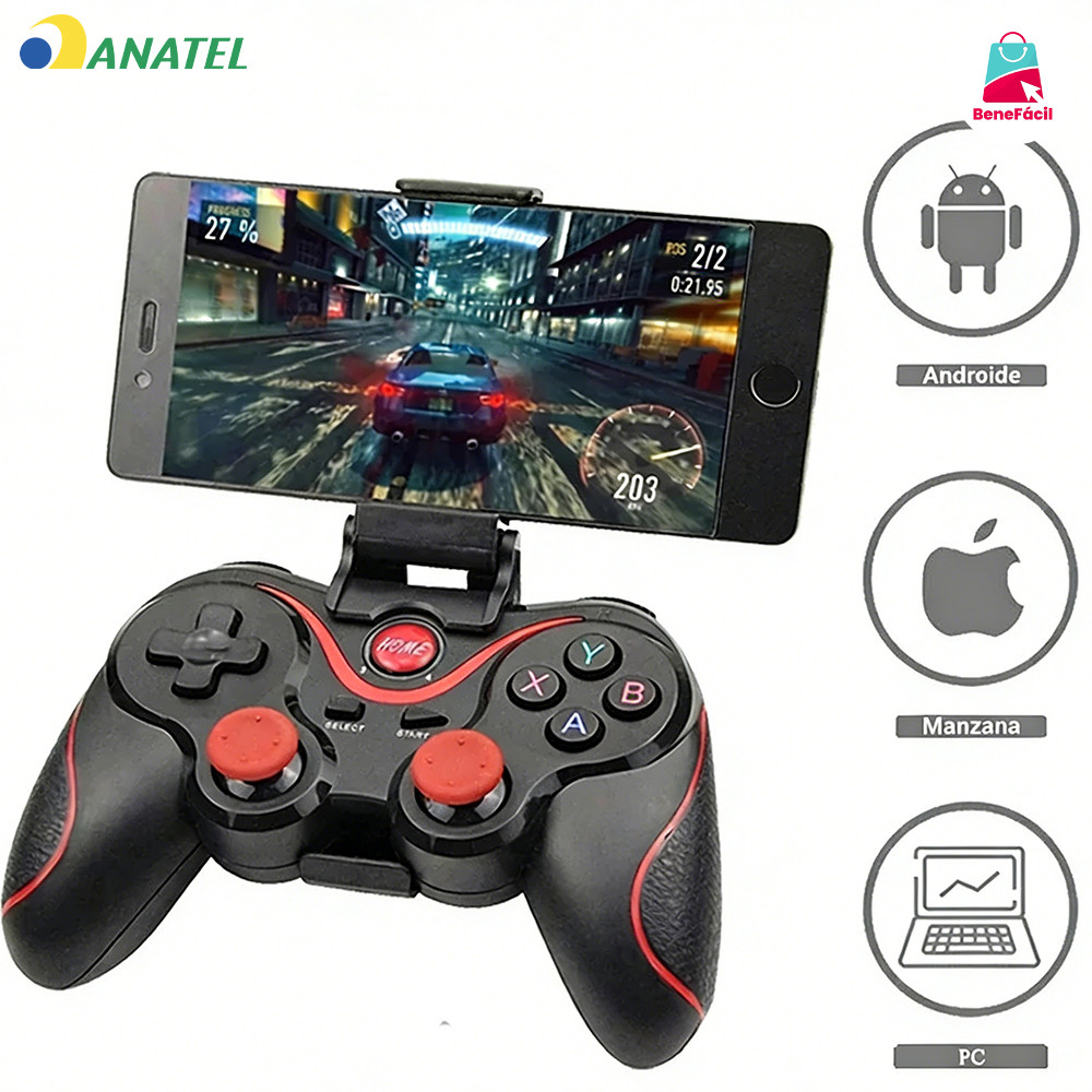 Controle Gamer Bluetooth Com Suporte Para Celular Tablet E Cabo USB Compatível Com Android Ipad