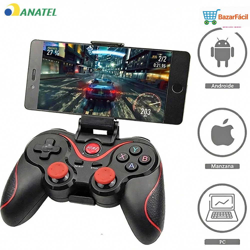 Controle Gamer Bluetooth Com Suporte Para Celular Tablet E Cabo USB Compatível Com Android Ipad