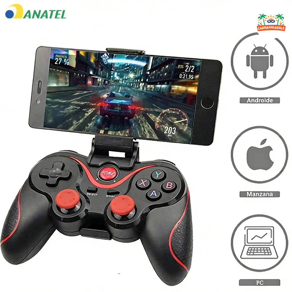 Controle Gamer Bluetooth Com Suporte Para Celular Tablet E Cabo USB Compatível Com Android Ipad