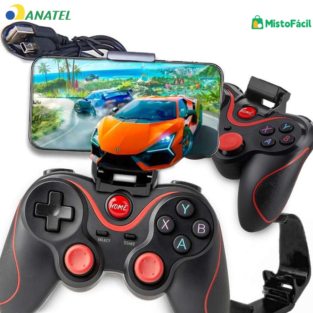 Joystick Sem Fio Bluetooth Universal Com Suporte Para Smartphone E Tablet Android Ipad Cabo USB