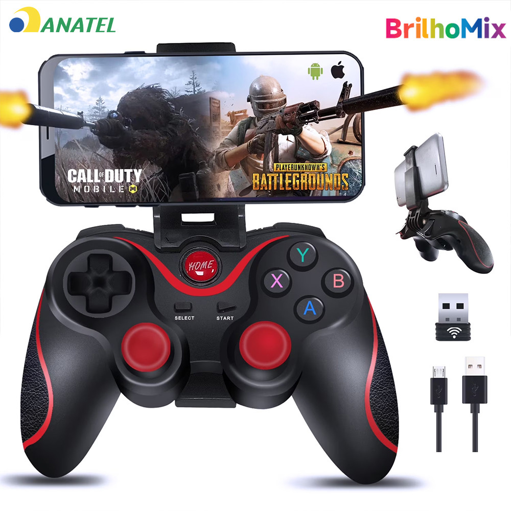 Joystick Bluetooth Universal Com Suporte Articulado Para Celular E Tablet Android Ipad Cabo USB