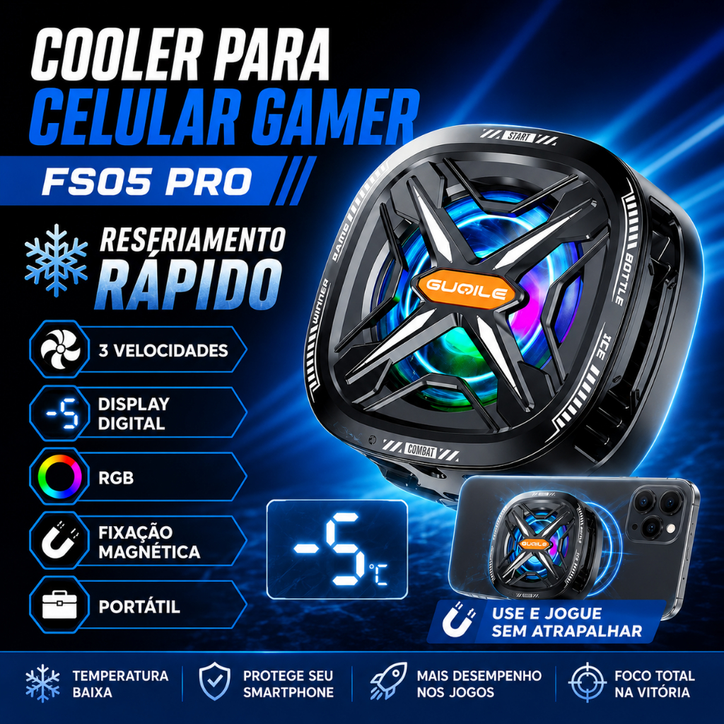 FS05 Pro Magnetic Cell Phone Radiator Phone Cooler For Gaming Fast Cooling RGB Portable 3 Speeds Adjustable