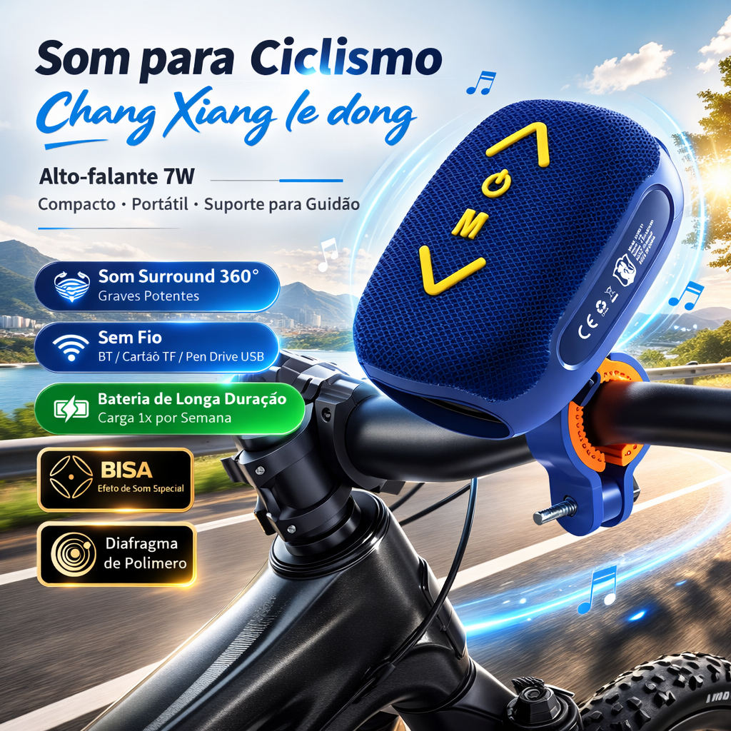Caixa De Som Bluetooth Para Bike e Moto Portátil TWS À Prova De água Qualidade Superior USB/Cartões SD