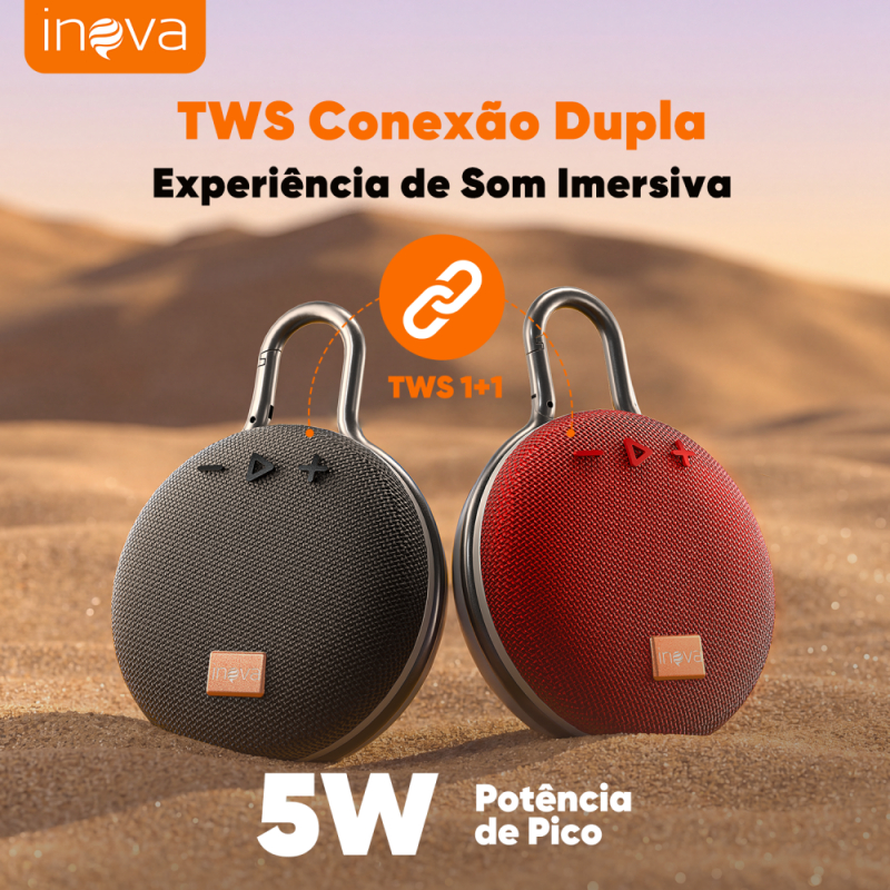 Inova Bluetooth Speaker IPX6 Waterproof Up to 7 Hours Autonomy Wireless Bluetooth 5.1 Portable Speaker
