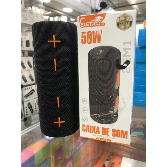 Caixa De Som Prova á Água LEDS RGB 50W EL-1092 Eletromex