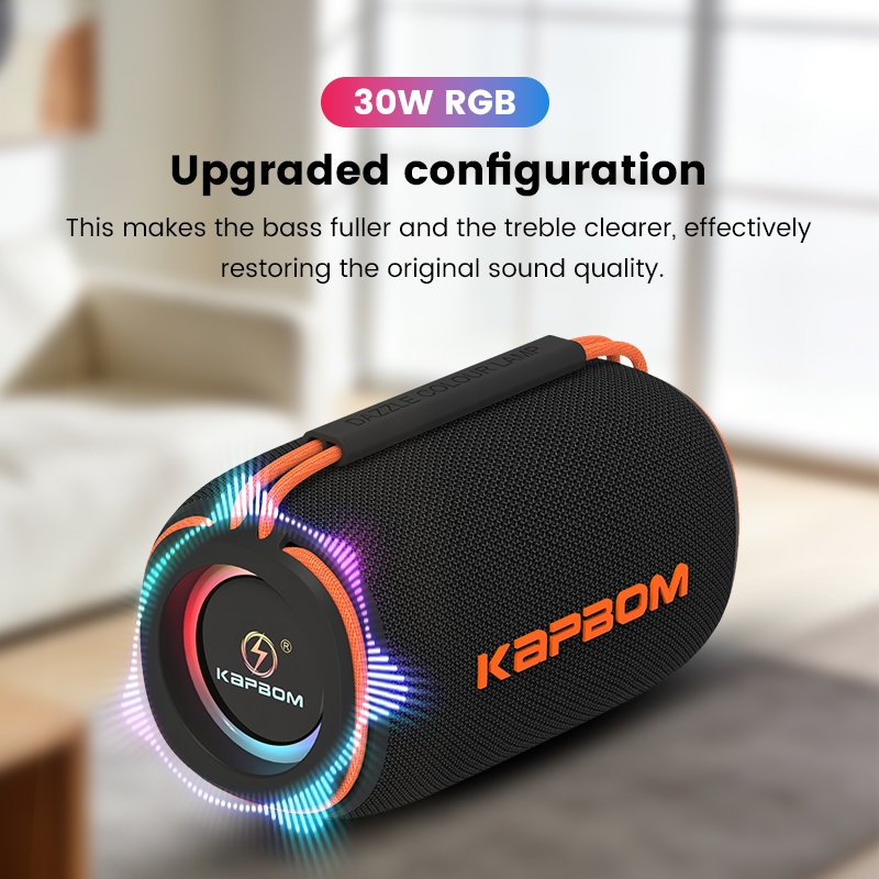 Kapbom KA-8296 TWS 30W Portable Bluetooth RGB LED Speaker Waterproof Dual Speakers