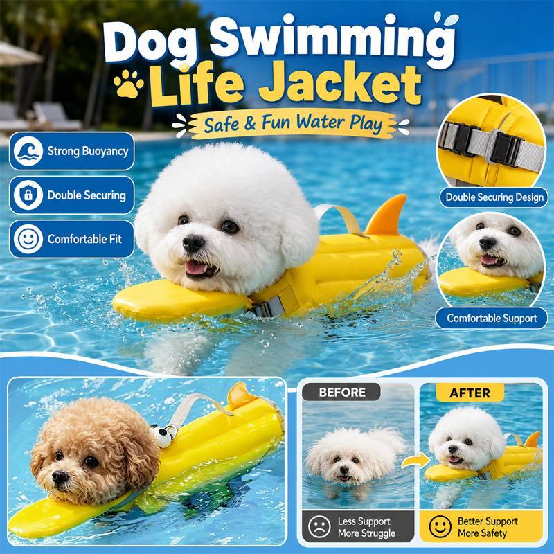 [Conforto Extra] Dog Life Jacket for Small Pets | Adjustable Pet Safety Vest with Reflective Strip | Pets/Boating/Praia/