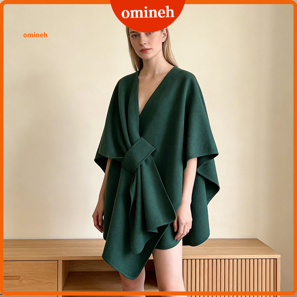 Adjustable Crossover Shawl Solid Color Knitting Women’s Lightweight Soft Warm Scarf – Front Draped Cape Cardigan for
