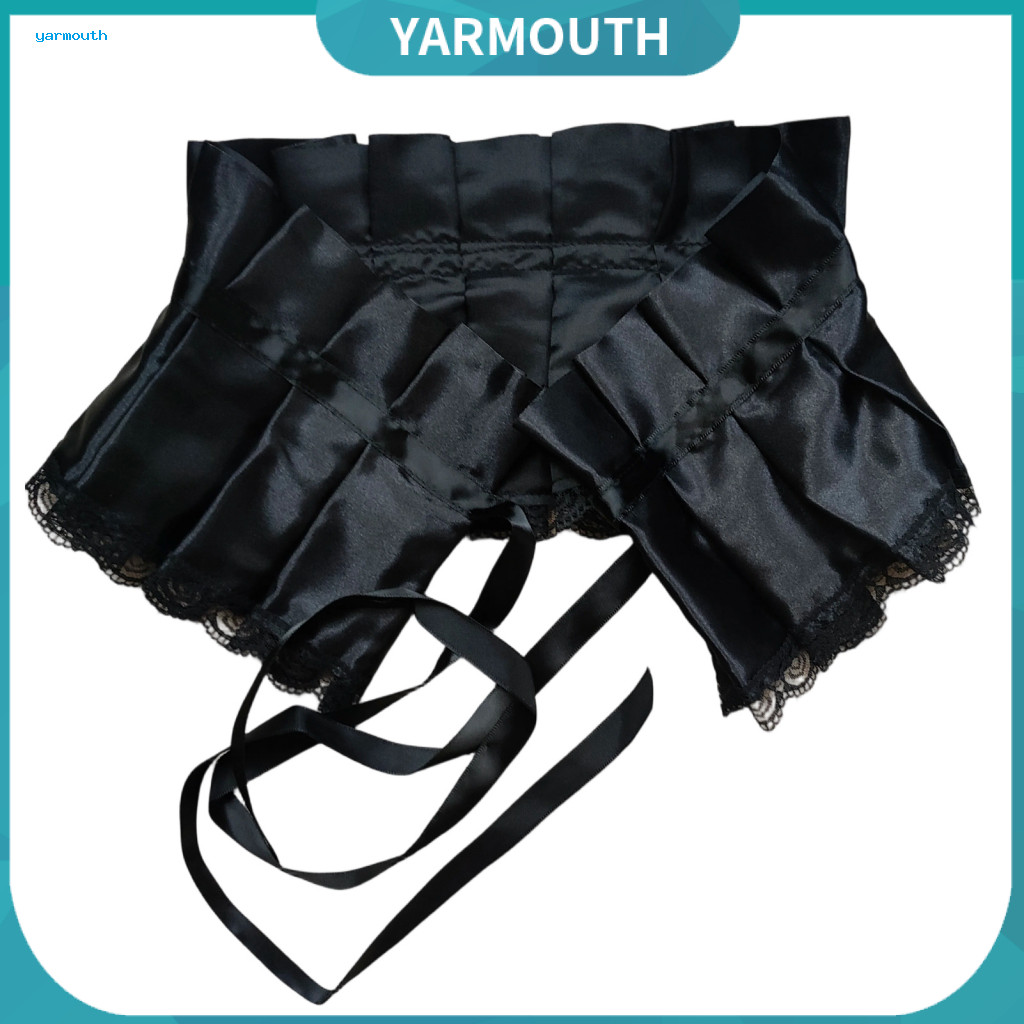 Fashion Neck Decor Pleated Faux Neckline Vintage Shrug Shawl Fake Collar Shoulder Wrap Capelet with Adjustable Ribbon Ti