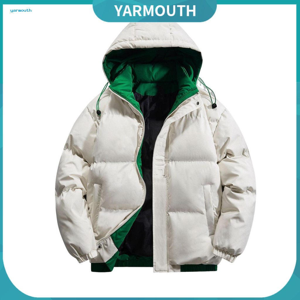 Fake Two-piece Style Cotton Coat with Adjustable Hood Women’s Hooded Down Jacket Drawstring Patchwork Color Block Long