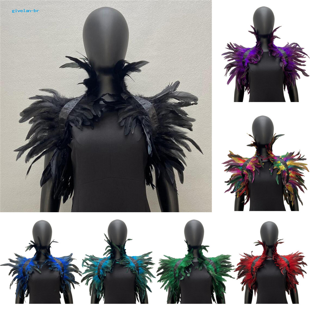 Lady Ball Shawl Stage Performance Feather Shrug Soft Adjustable Collar Cape Fake Shoulder Wrap for Cosplay Party Dance