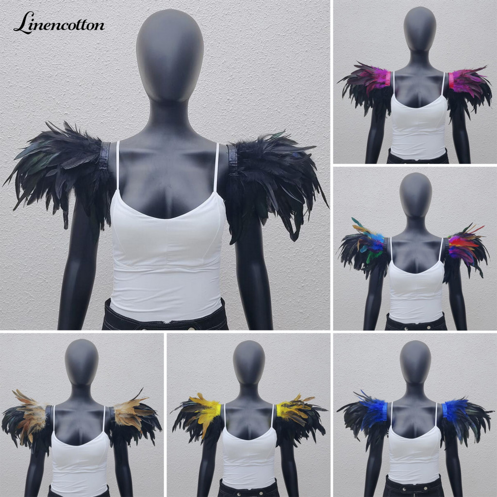Faux Feather Shawl Accessory 1 Pair Shrug Soft Adjustable Shoulder Wrap Cape Cosplay Party Stage Performance Halloween D