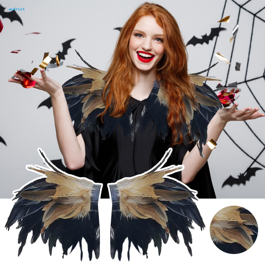Elegant Shawl Faux Feather Shoulder Wrap 1 Pair Shrug Soft Adjustable Cape Cosplay Party Stage Performance Halloween Dan