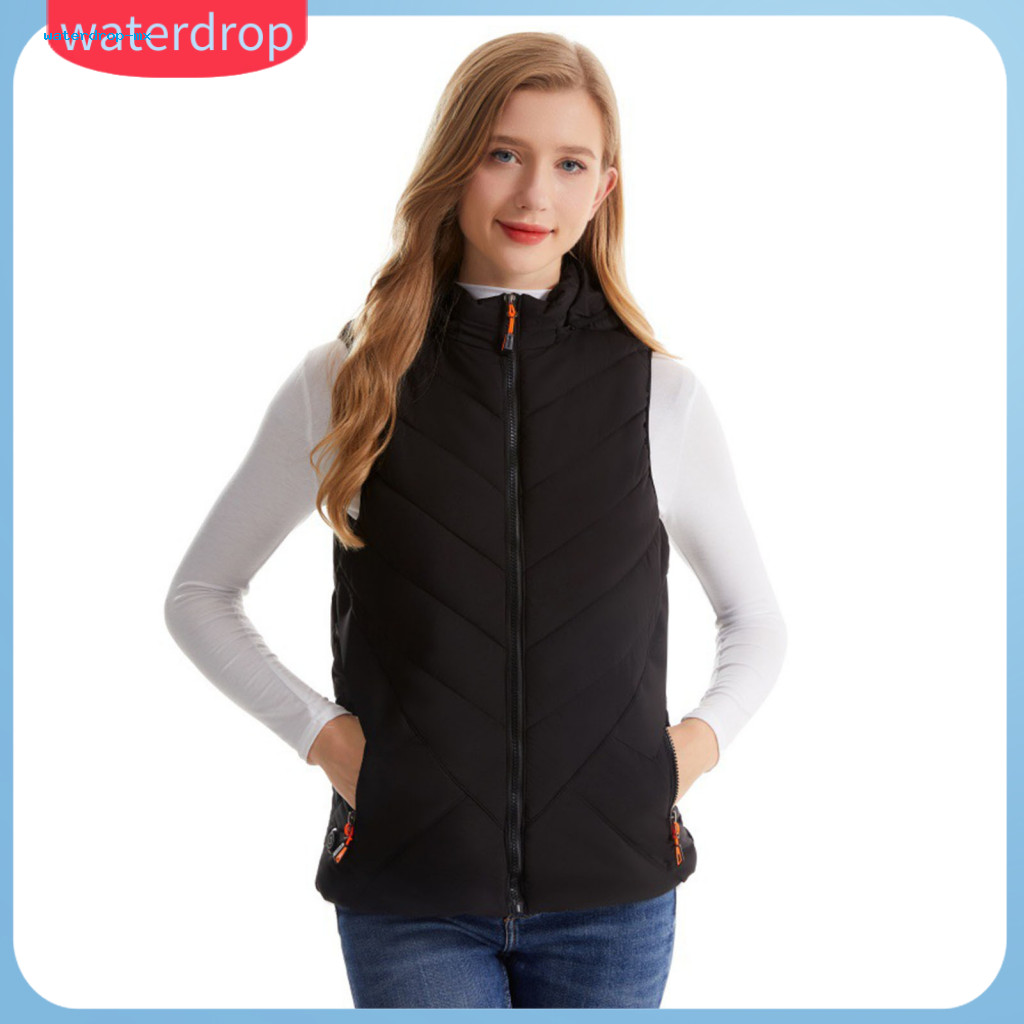 Women’s Fall Winter Vest 11-zone Adjustable Heating 3 Temperature Zip-up Warm Padded Waistcoat with Zipper Pockets for
