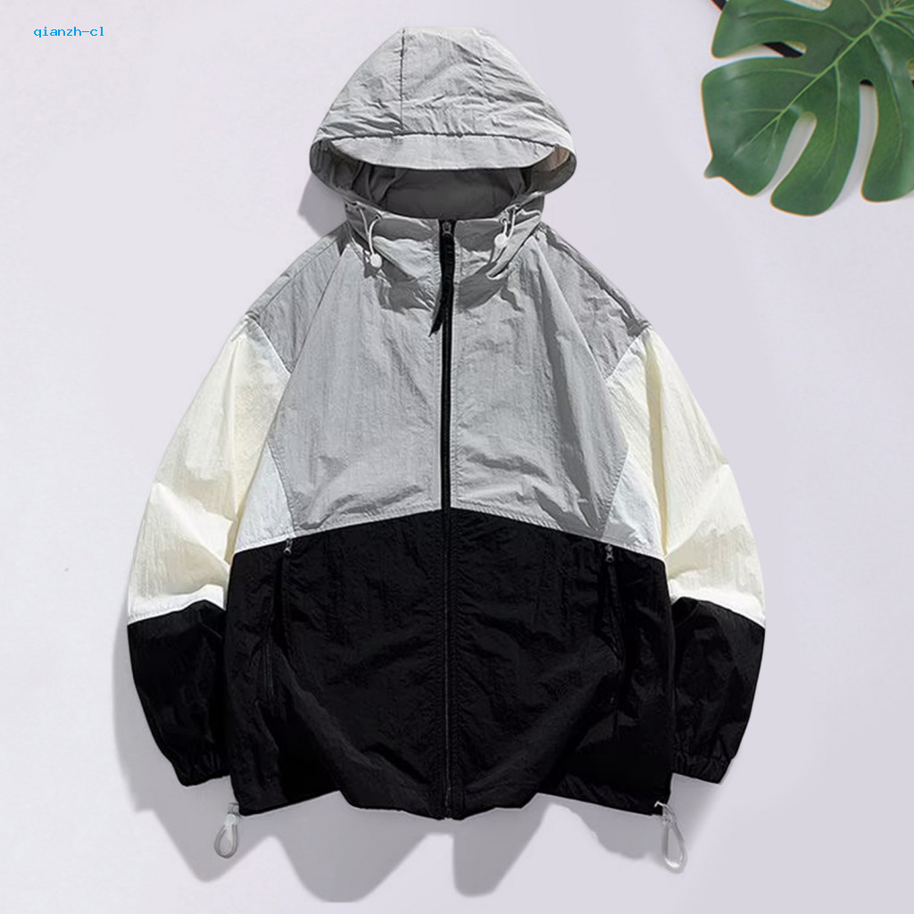 Men Anti-uv Thin Jacket Sun Protective Coat Men’s Summer Uv Protection Lightweight Hooded Long Sleeve with Adjustable
