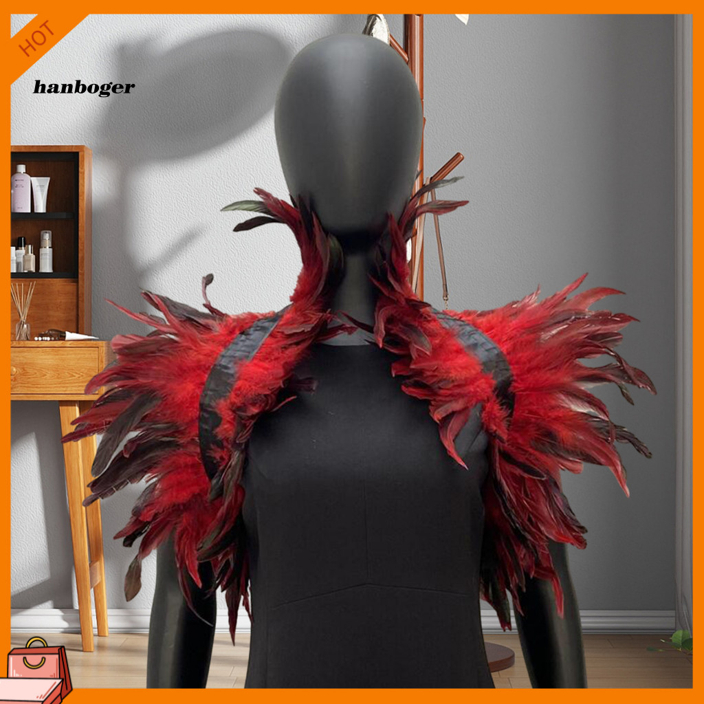 Special Occasions Feather Shawl Stage Performance Shrug Soft Adjustable Collar Cape Fake Shoulder Wrap for Cosplay Party