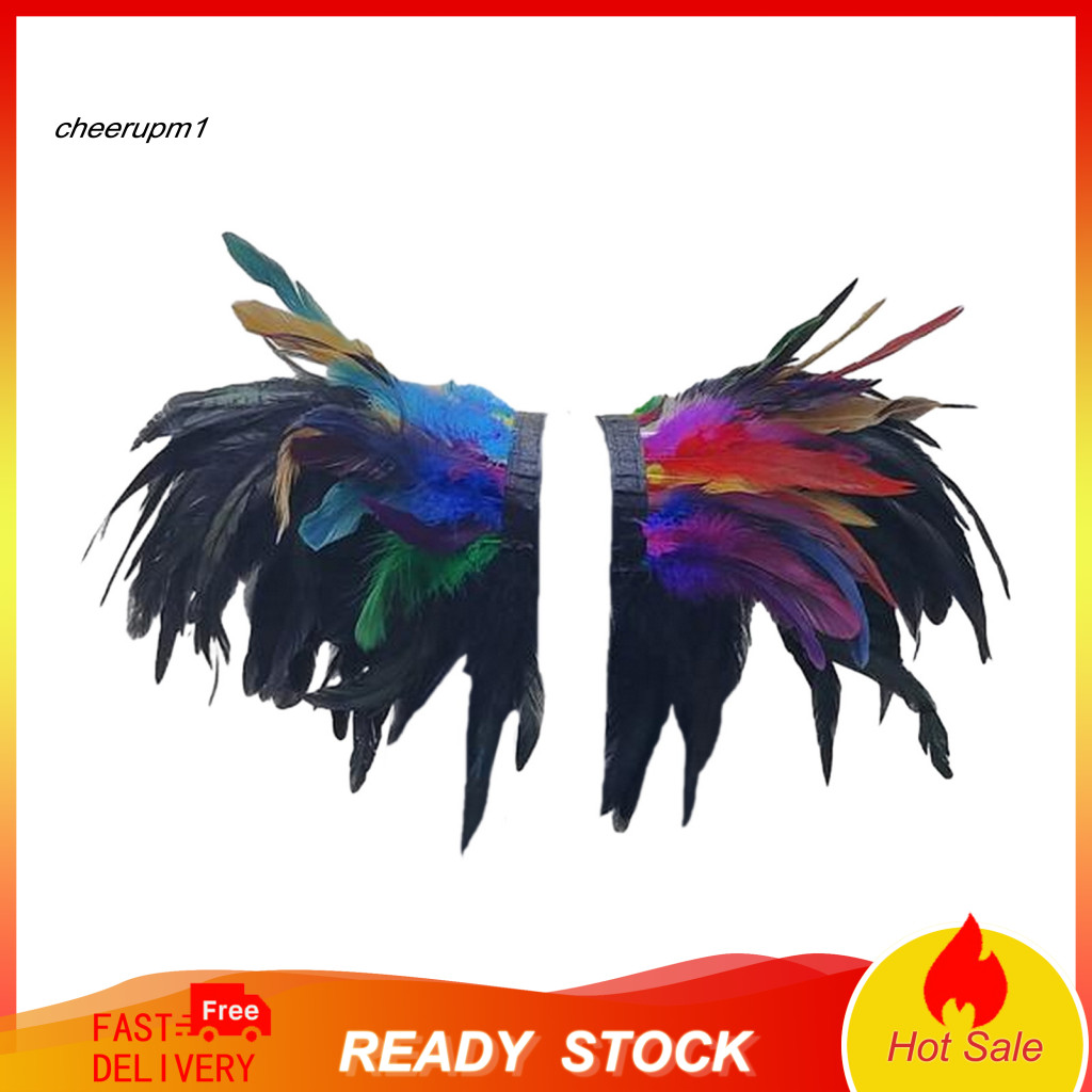 Faux Feather Shawl Cosplay Shrug 1 Pair Soft Adjustable Shoulder Wrap Cape Party Stage Performance Halloween Dancer
