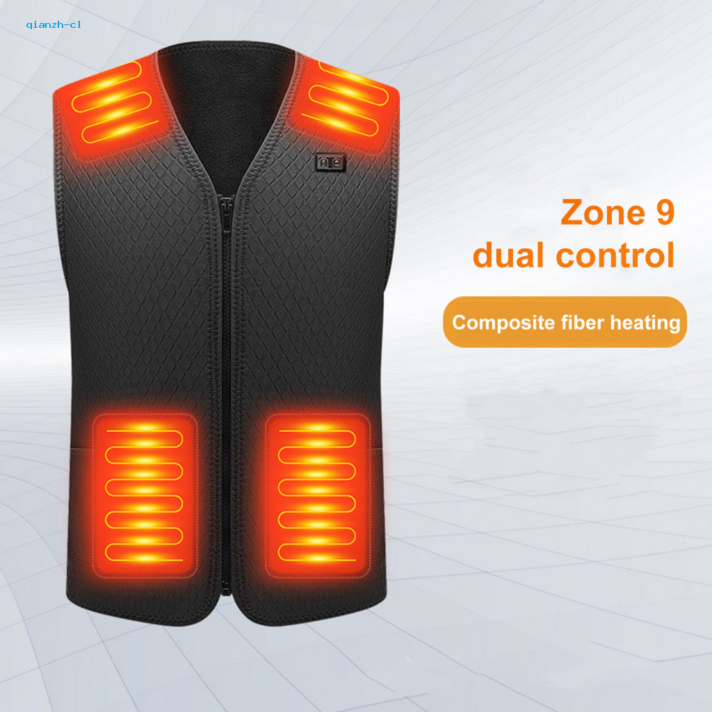 Heating Vest with 3 Winter Electric Usb Rechargeable Unisex Fast Gear Adjustable Waistcoat for Outdoor Warmth V Neck Zip