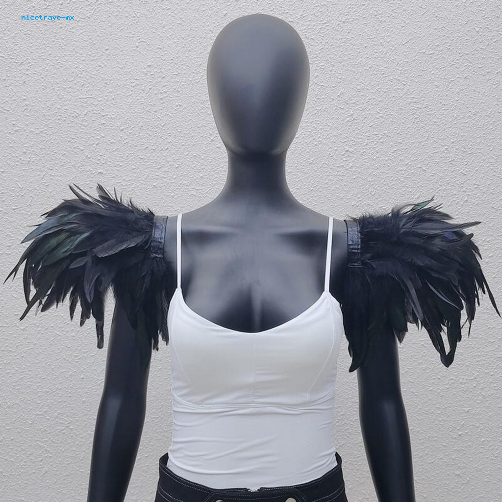 Faux Feather Shawl Wrap with Ties 1 Pair Shrug Soft Adjustable Shoulder Cape Cosplay Party Stage Performance Halloween D