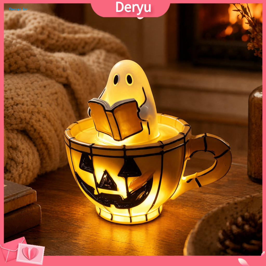 Halloween Pumpkin Decor Room Ghost Led Night Light Cup Usb Table Lamp Spooky Desk for Bedroom Office Perfect Trick or Tr