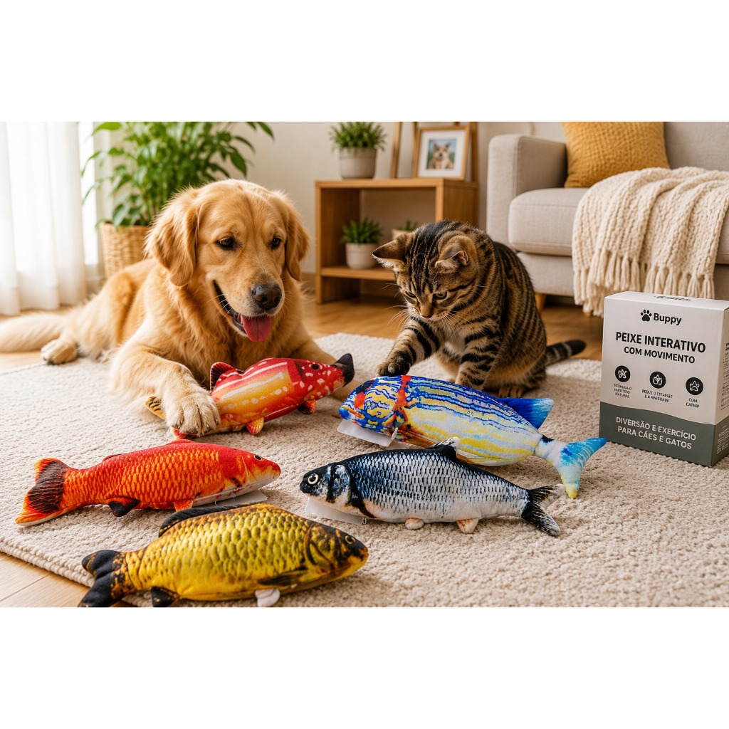 Brinquedo peixe elétrico com movimentação 26 cm recarregável usb