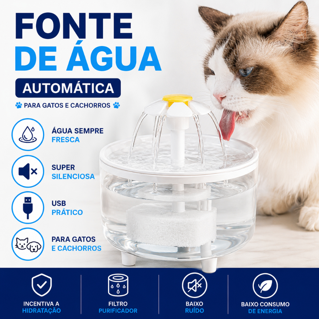 Fonte de Água Bebedouro Elétrico USB Circulação Automática Para Pet Gato Cão Animais De Estimação