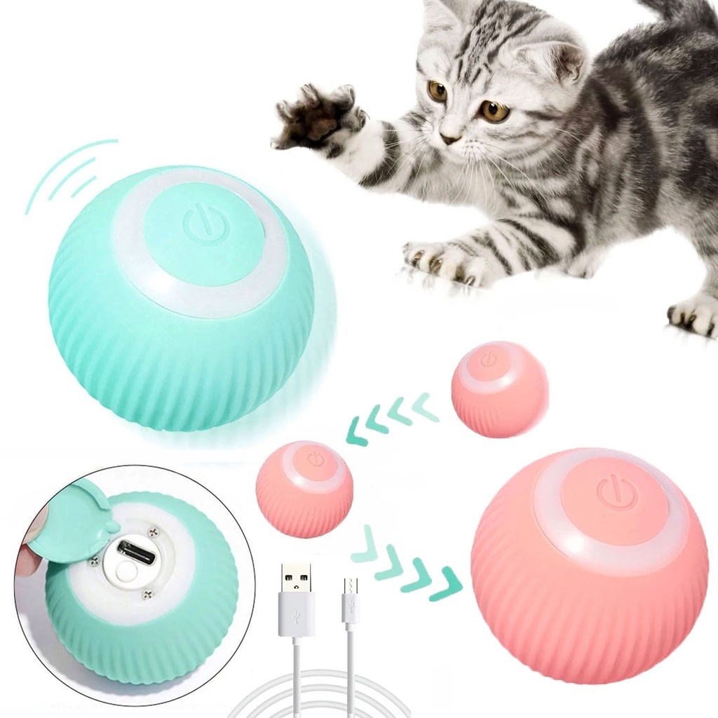 Bola Brinquedo Gato Elétrico Automático Rotação USB Recarga Brinquedos Interativos Gatinho Cão