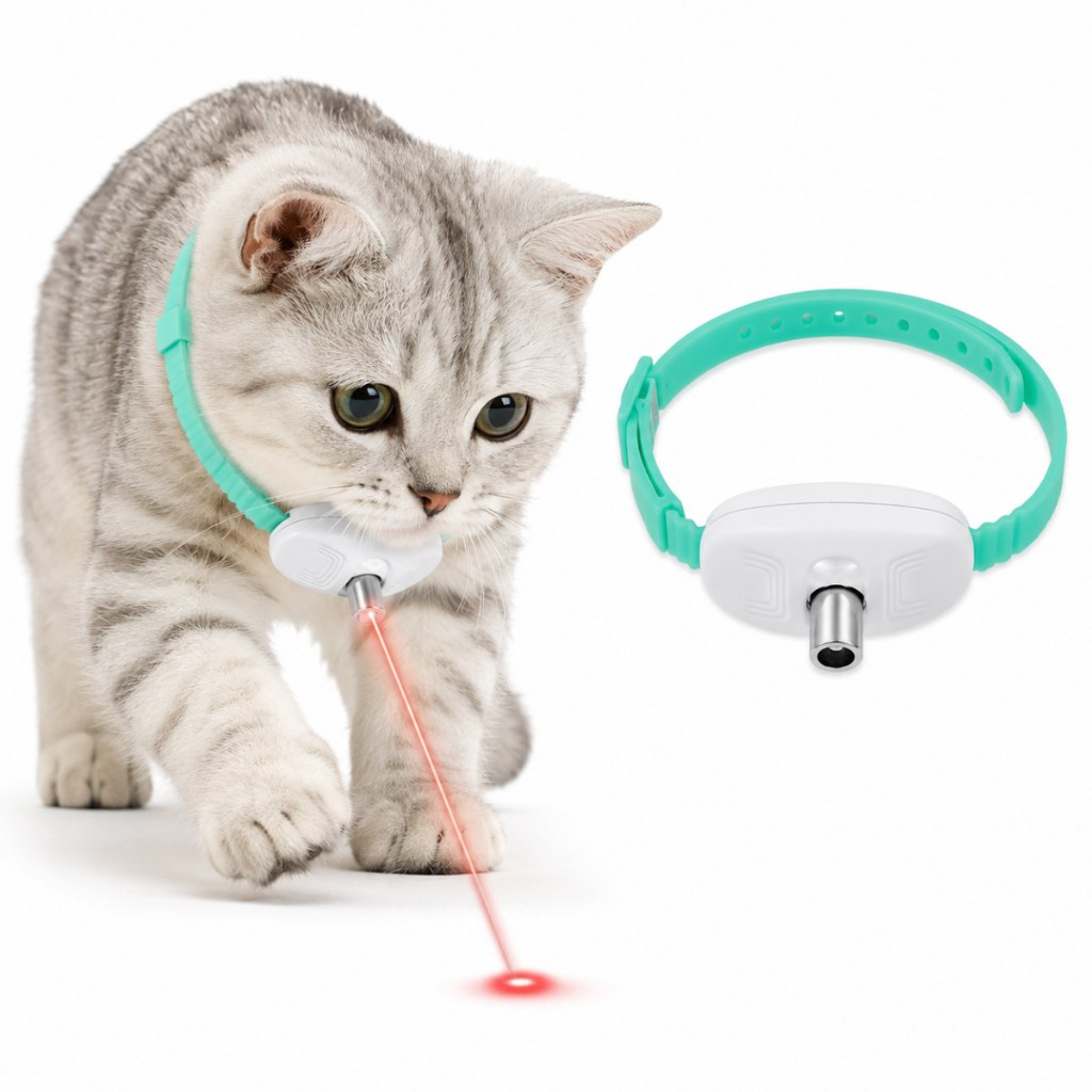 Coleira Laser para Gato USB Recarregável Brinquedo Interativo LED