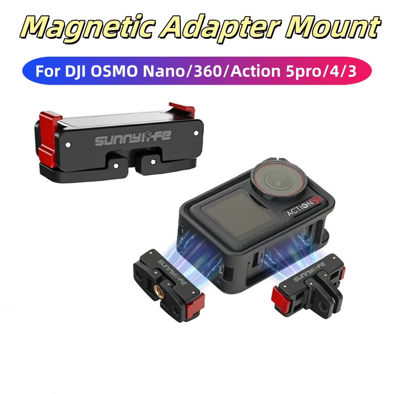 Suporte De Adaptador Magnético SUNNYLIFE Para DJI OSMO Nano/360 E Action 5 Pro/4/3/2 Base De Montagem Dobrável De Libera