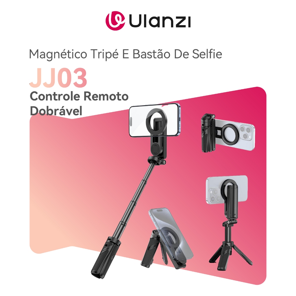 ULANZI JJ03 Magnético Tripé E Bastão De Selfie 360° Dobrável E Portátil Com Controle
