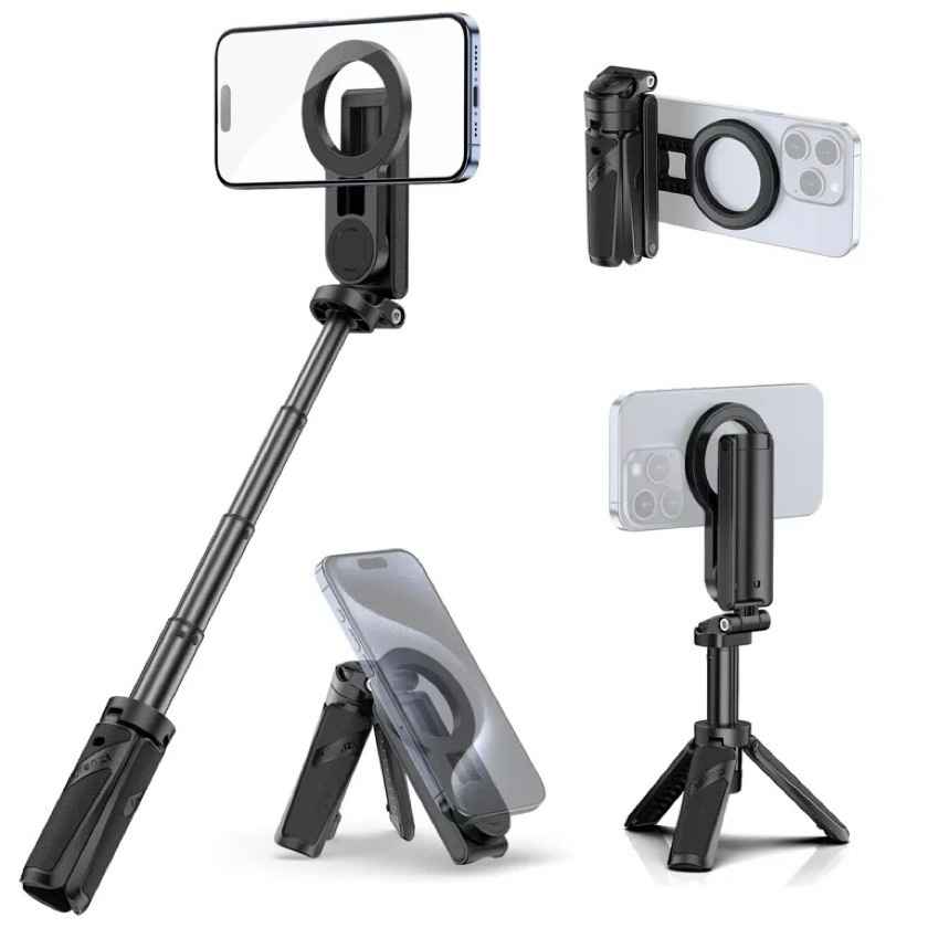 ULANZI JJ03 Tripé Magnético + Alça Selfie 3 em 1, 360° Extensível, para iPhone/Android