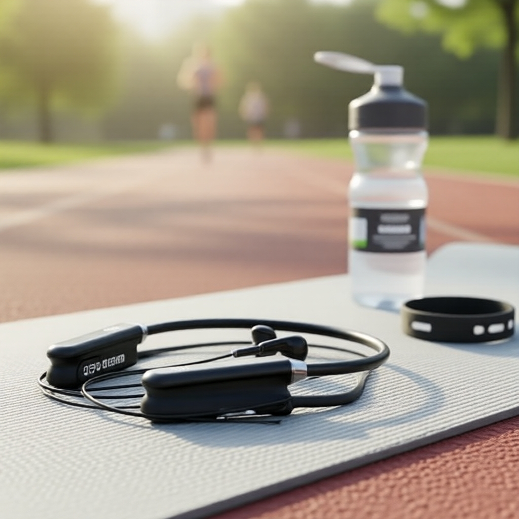 Fones de Ouvido Esportivos Bluetooth de Pescoço, Display Digital, Som Estéreo, Protetores Auriculares com Redução de