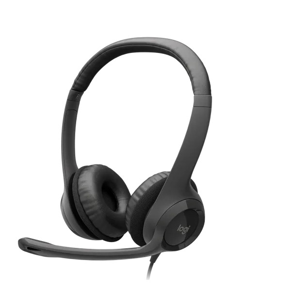 Headset Logitech H390 Áudio Digital Em Couro Usb Preto Fone