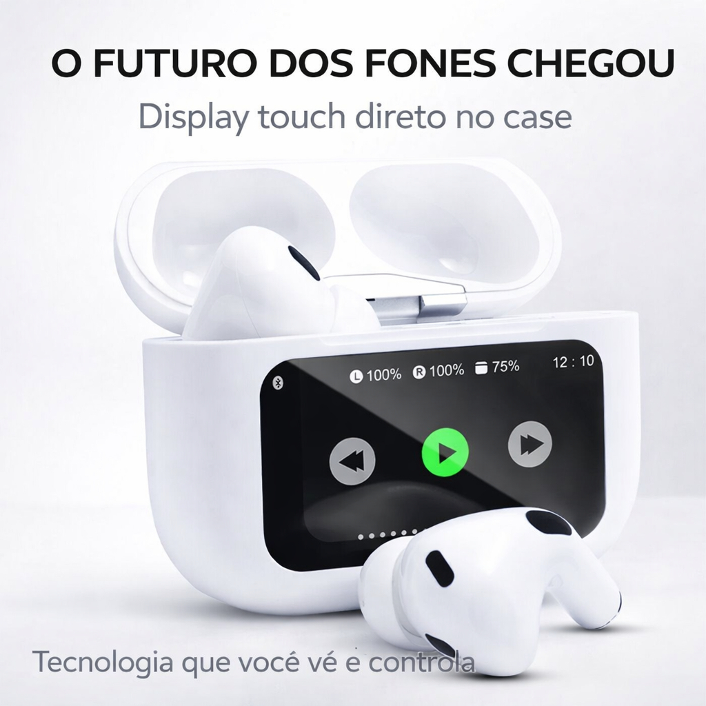 Fone Bluetooth ANC A9 Pro 5.3 Display Touch Tela Digital Cancelamento Ruído Som 3D Hi-Fi
