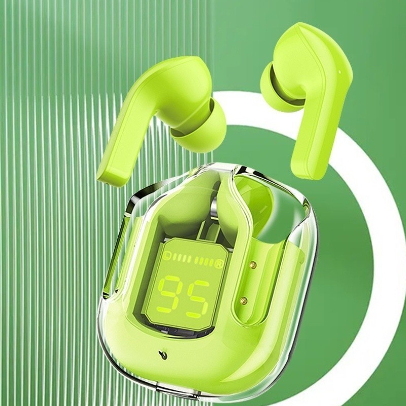 Fone De Ouvido Sem Fio Bluetooth 5.3 Ruído Cancelando Fones Com Microfone HiFi Stereo Digital Display Transparente Caixa