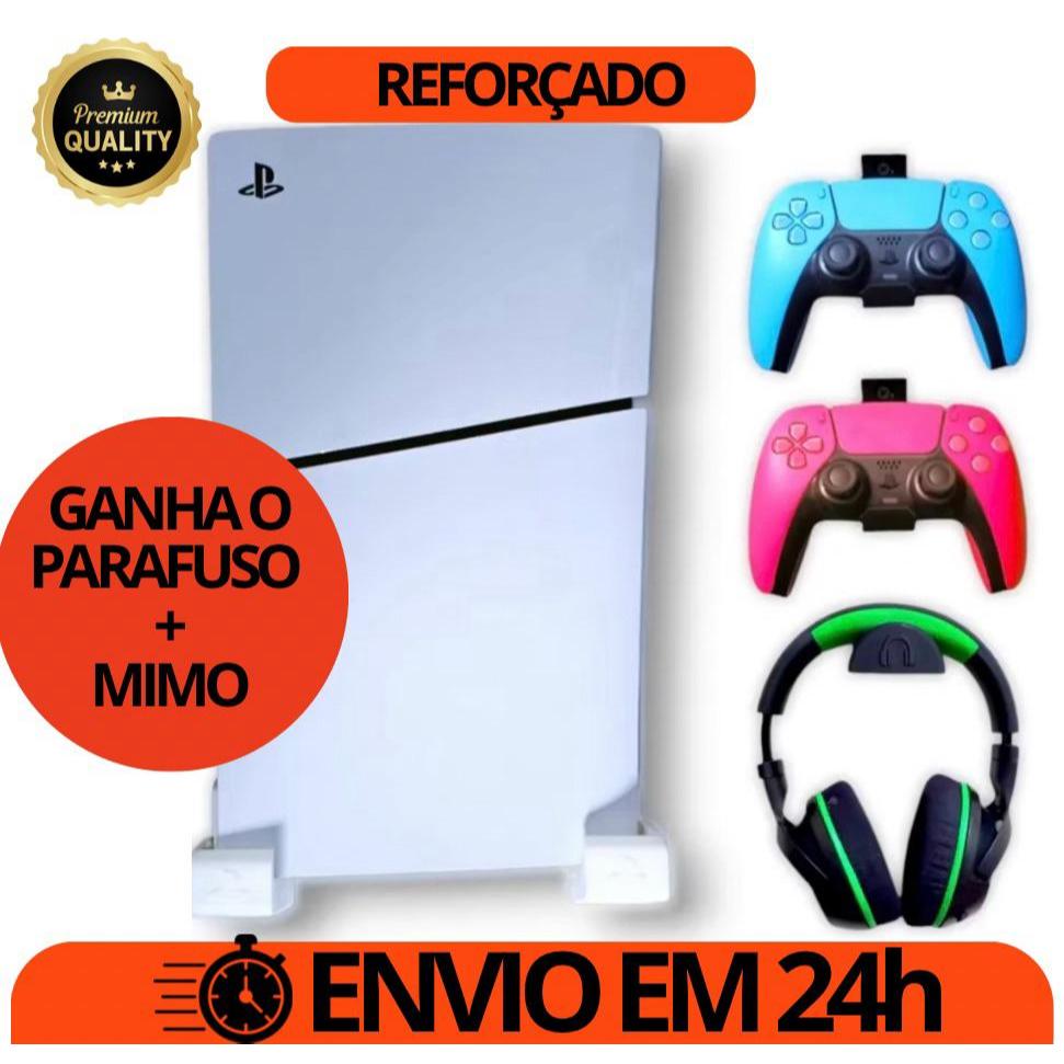 Suporte PS5 Slim DIGITAL de Parede + Kit com Suporte para Fone e Controles+Kit parafusos