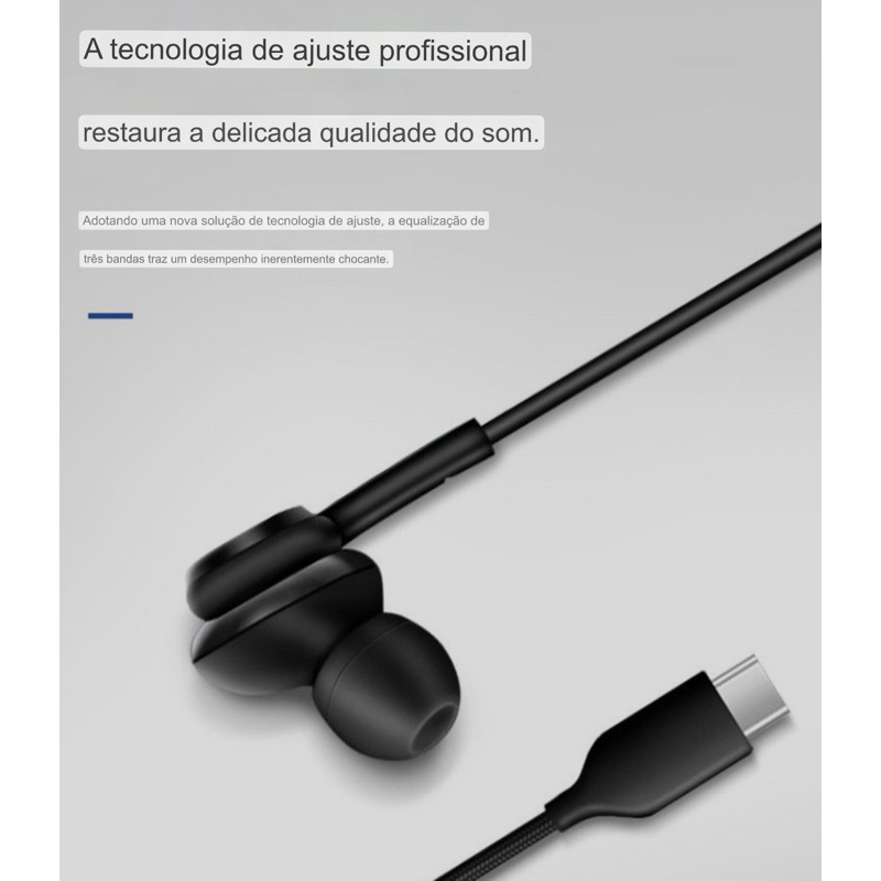 Tipo-c decodificação digital note10 fone de ouvido AK controle de linha G subwoofer fones de ouvido chamada
