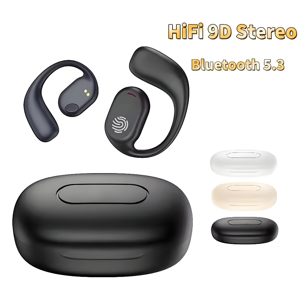 Fones de Ouvido TWS Condução Óssea, Sem fios Bluetooth 5.3 com Display Digital e Controle Touch -B8